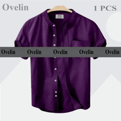 Premium Quality Ban Colar Short Sleeve Shirt - Purple.