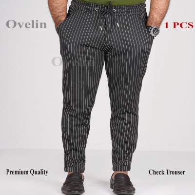 Premium Quality Check Trouser's - Black Big Stripe.