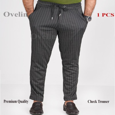 Premium Quality Check Trouser's - Black Small Stripe.
