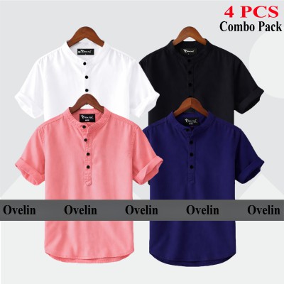 4 pcs Combo Short Sleeve Katua For Men's - Black, White, Pink & Navy Blue.