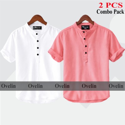 2 pcs Combo Short Sleeve Katua For Men's - White & Pink.