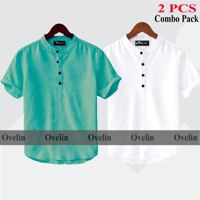 2 pcs Combo Short Sleeve Katua For Men's - White & Pest.