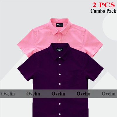 2 Pcs Combo Short Sleeve Shirt - Pink & Purple.