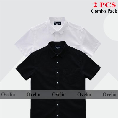 2 Pcs Combo Short Sleeve Shirt - Black & White.