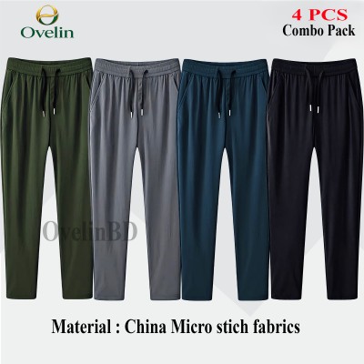 4 pcs Combo Premium Quality Solid Trouser - Black, Ash, Olive & Green.