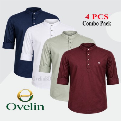 4 pcs Combo Satin Fabrics Katua - White, Lemon, Purple & Navy Blue.