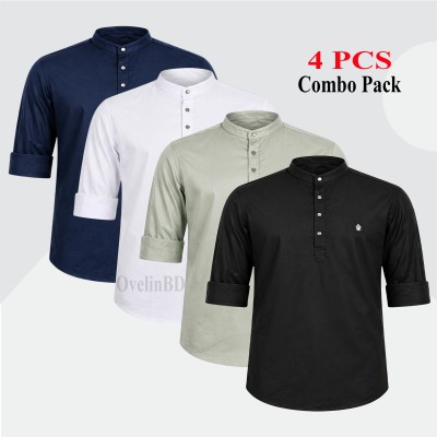 4 pcs Combo Satin Fabrics Katua - Black, White, Lemon & Navy Blue.