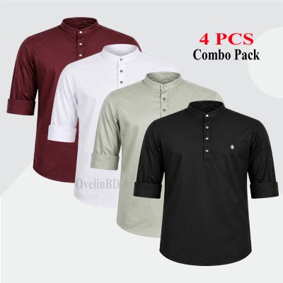 4 pcs Combo Satin Fabrics Katua - Black, White, Lemon & Purple.