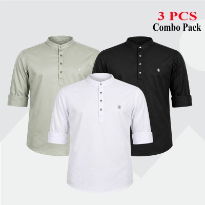 3 pcs Combo Satin Fabrics Katua - Black, White & Lemon.