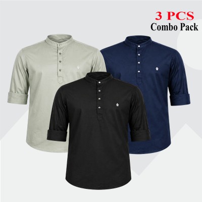 3 pcs Combo Satin Fabrics Katua - Black, Lemon & Navy Blue.