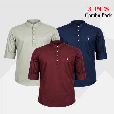 3 pcs Combo Satin Fabrics Katua - Lemon, Purple & Navy Blue.