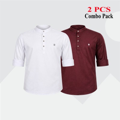 2 pcs Combo Satin Fabrics Katua - White & Purple.