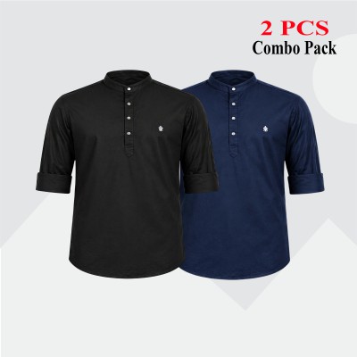 2 pcs Combo Satin Fabrics Katua - Black & Navy Blue.