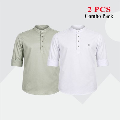 2 pcs Combo Satin Fabrics Katua - White & Lemon.