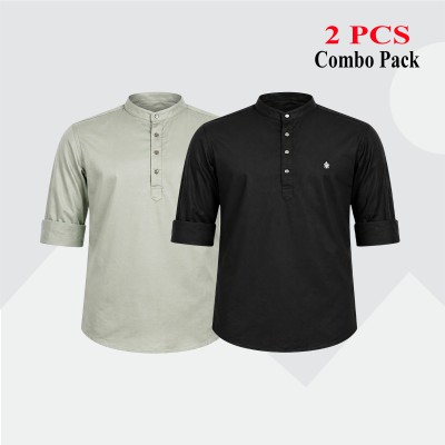 2 pcs Combo Satin Fabrics Katua - Black & Lemon.