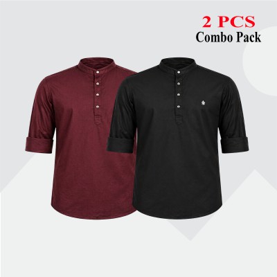 2 pcs Combo Satin Fabrics Katua - Black & Purple.