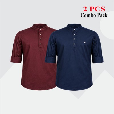 2 pcs Combo Satin Fabrics Katua - Purple & Navy Blue.