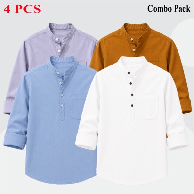 4 pcs Combo Full Sleeve Katua For Men's - White, Ash, Kathali & Sky Blue.