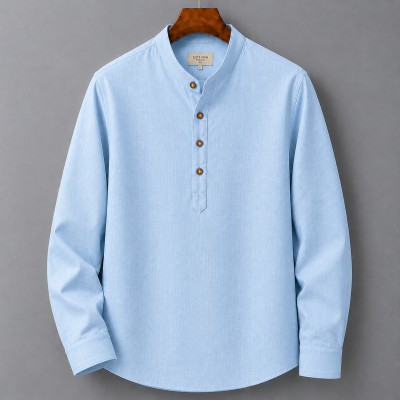 Premium Quality (Remi Cotton Fabrics) Full Sleeve Katua For Men's - Sky Blue.