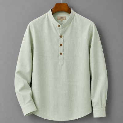 Premium Quality (Remi Cotton Fabrics) Full Sleeve Katua For Men's - Lemon.