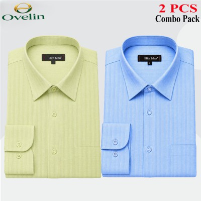 2 Pcs Combo Formal Shirt (City Stripe) - Lemon & Sky Blue.