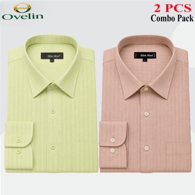 2 Pcs Combo Formal Shirt (City Stripe) - Cream & Lemon.