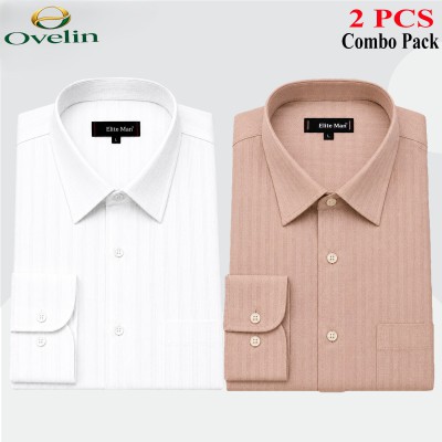 2 Pcs Combo Formal Shirt (City Stripe) - White & Cream.