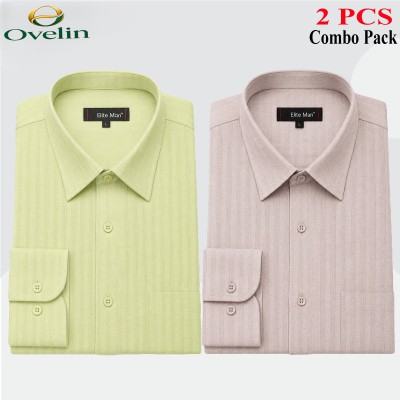 2 Pcs Combo Formal Shirt (City Stripe) - Lemon & Ash.