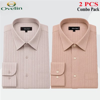 2 Pcs Combo Formal Shirt (City Stripe) - Cream & Ash.