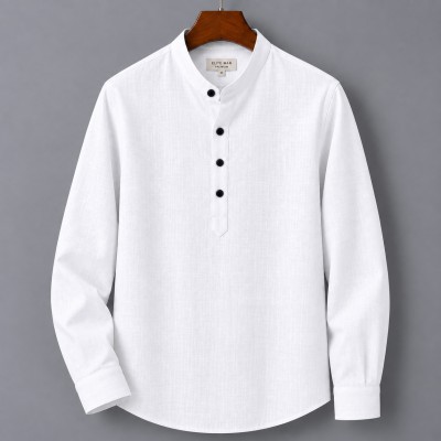Premium Quality (Remi Cotton Fabrics) Full Sleeve Katua For Men's - White.