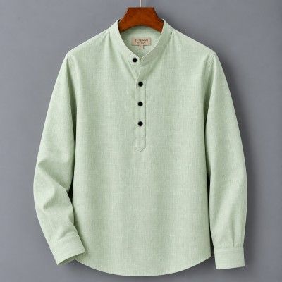 Premium Quality (Remi Cotton Fabrics) Full Sleeve Katua For Men's - Lemon.