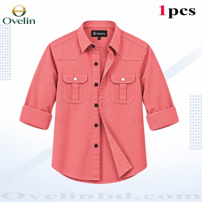 Premium Quality Double Pocket Shirt - Pink.