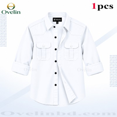 Premium Quality Double Pocket Shirt - White.